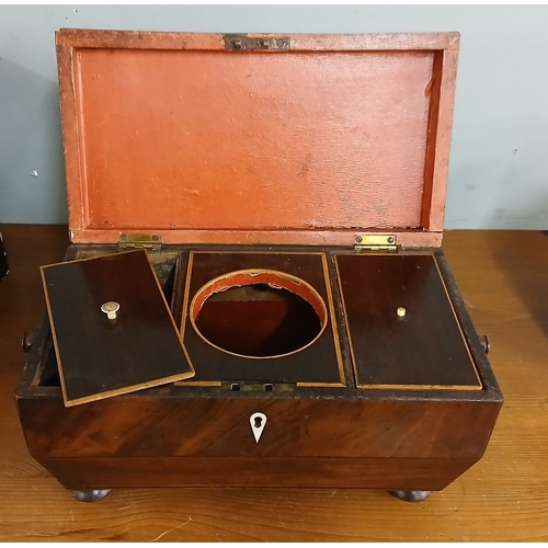 448 - Mahogany tea caddy