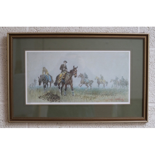466 - L/E print 187/850 - Early Exercise By Gilbert Holiday together with artists riding crop