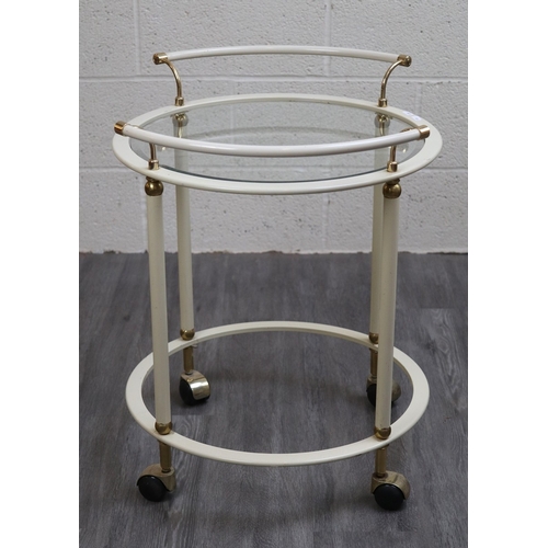 509 - Orsenigo Fratelli drinks trolly - Approx height to glass top 59cm to handles 67cm diameter 54cm