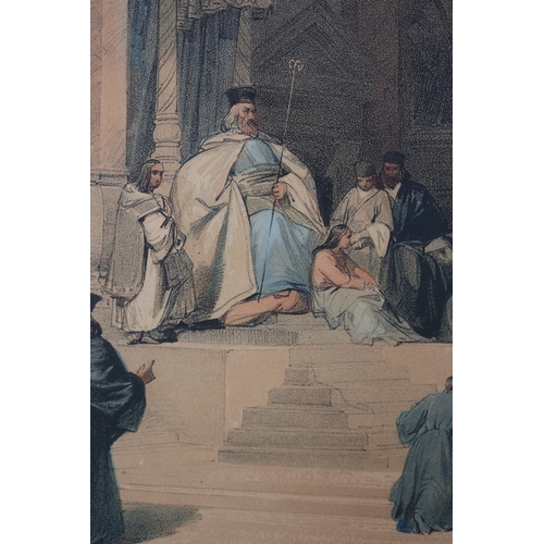 534 - Lithograph of the Church of the Holy Sepulchre with newspaper backing dated April 25th 1863