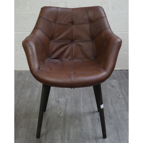582 - Set of 6 Barker and Stonehouse 'Birinus' Brown Leather Stitched Detail Dining Chairs