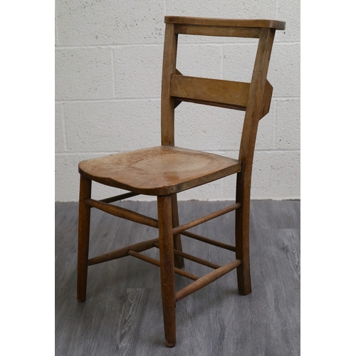 586 - Set of 4 chapel/church chairs with bible rack to the rear