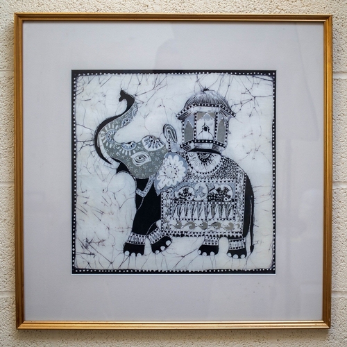 602 - Pair of Sri Lankan Elephant framed Batik's