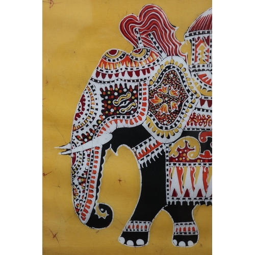 602 - Pair of Sri Lankan Elephant framed Batik's