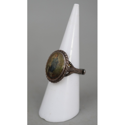 70 - Sterling silver ring with 'Blue Boy' from the old masters