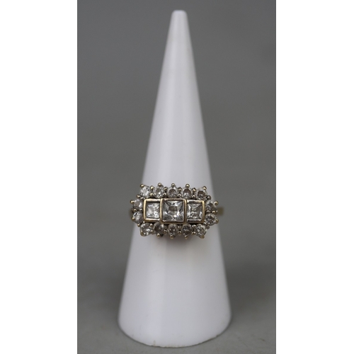 107 - 9ct gold CZ cluster ring - Approx weight 4.16g