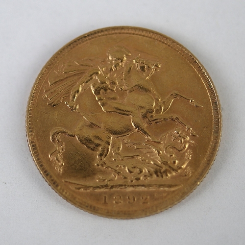 130 - 1892 Victorian gold Sovereign