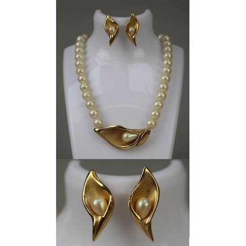144 - Vintage Richelieu pearl necklace and earrings