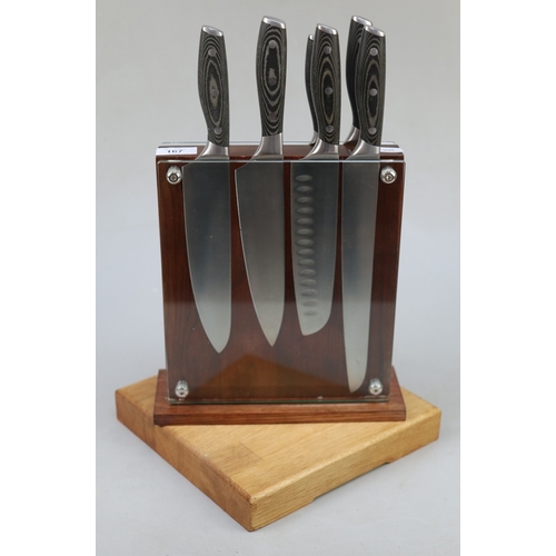 167 - Pro cook knife set & chopping board