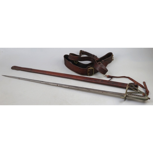 213 - 1821 pattern George V Royal Artillery officers sword blade etched with George V royal cypher, spine ... 