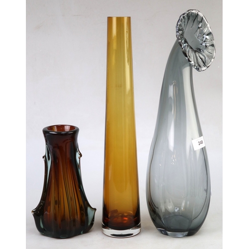 249 - Collection of mid century art glass vases - Approx height of tallest: 48cm