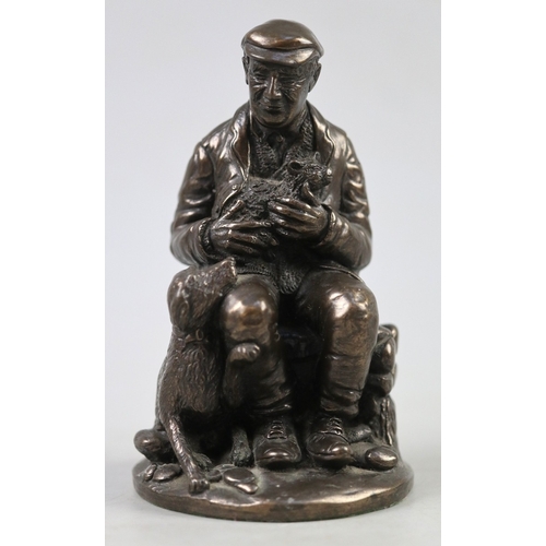 291 - Cold cast bronze - Shepherd and his trusty dog