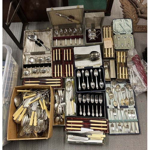 336 - Huge collection of silver plate cutlery mostly in sets