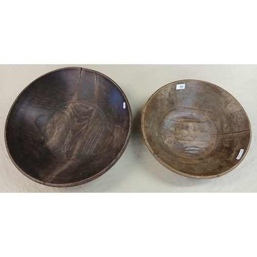 395 - Two wooden grain bowls