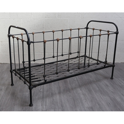 417 - Cast iron folding Victorian child's bed&nbsp;- W: 145cm D: 63cm H: 88cm