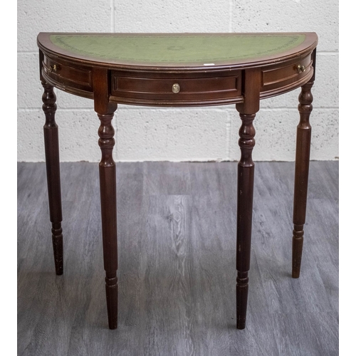 435 - Mahogany Demi Lune side table - Approx W:75cm D:38cm H:73cm