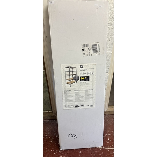 511 - Heavy duty metal shelf 180cm x 120cm x 45cm as new in box