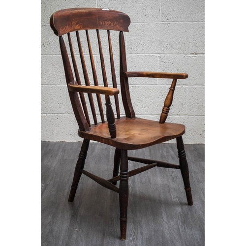 561 - Victorian stick back kitchen armchair