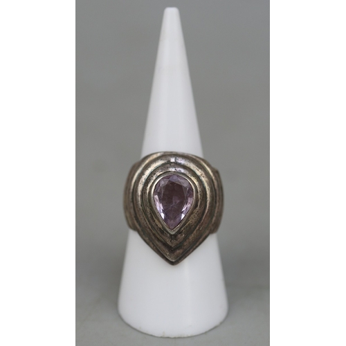 65 - Heavy stone set silver ring