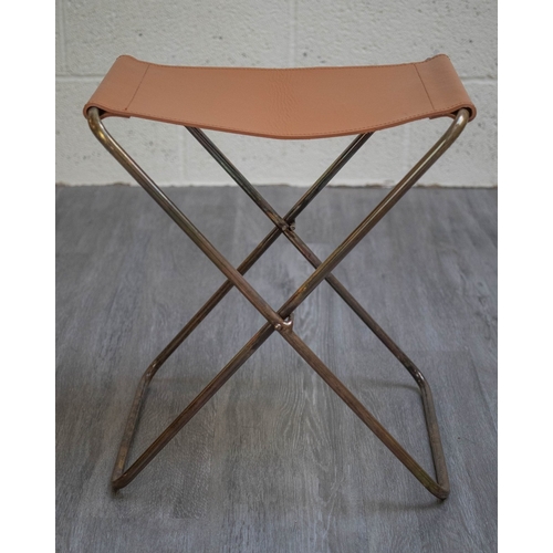 652 - Leather folding stool by Broste Copenhagen