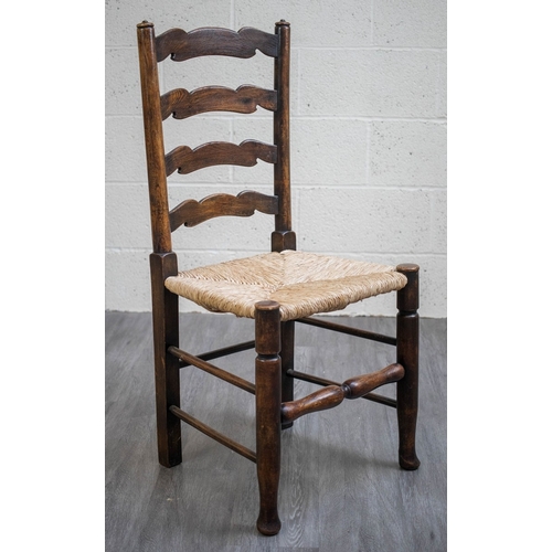 663 - Set of 4 rush seated ladder backed chairs