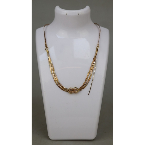 78 - 18ct gold tri-colour necklace A/F - approx 11.5g