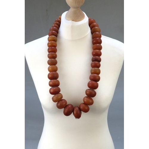 83 - Large and heavy amber necklace - Approx 498g