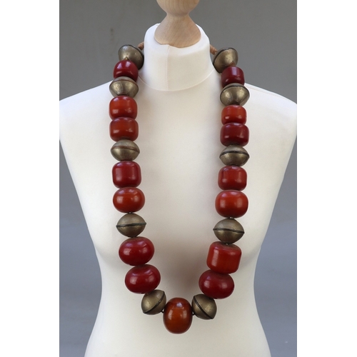 84 - Large and heavy amber necklace&nbsp;