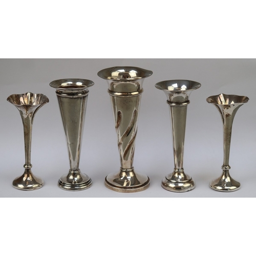 9 - Collection of hallmarked silver bud vases - Approx gross weight - 155g two being weighted