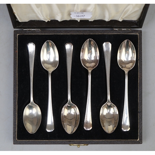 1 - Cased set of 6 hallmarked silver teaspoons - Approx 76g