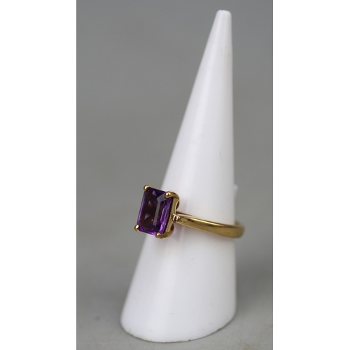 106 - Gold on silver amethyst ring
