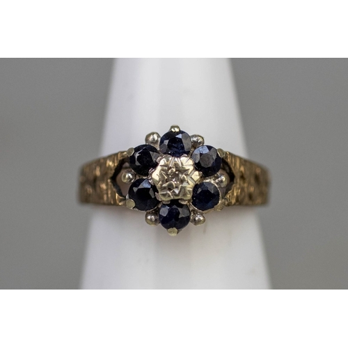 127 - 9ct gold sapphire & diamond set ring&nbsp;- Approx 3g - Size I