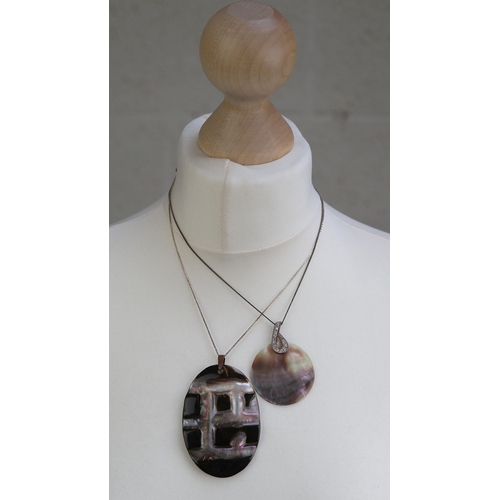 132 - 2 shell necklaces on silver chains