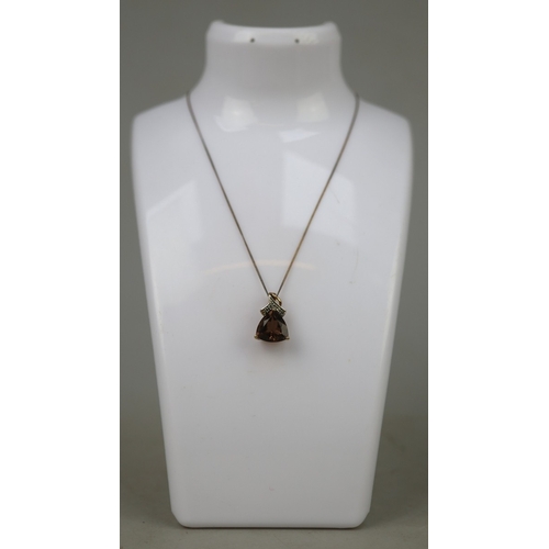 137 - Gold on silver brown topaz on chain