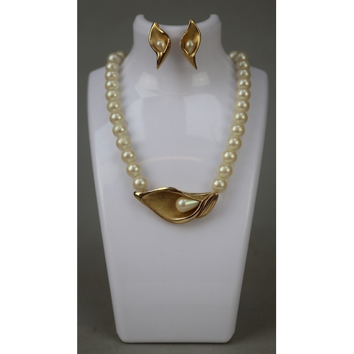 144 - Vintage Richelieu pearl necklace and earrings