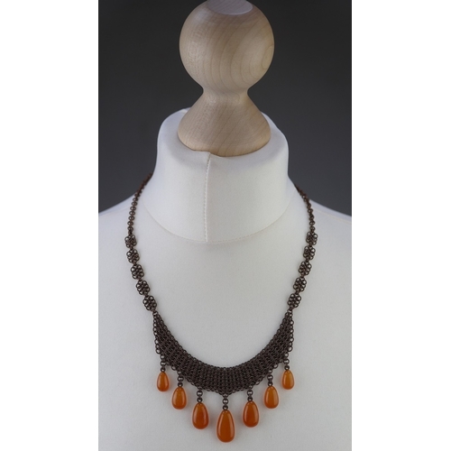 150 - 2 Baltic amber necklaces and silver amber clip on earrings