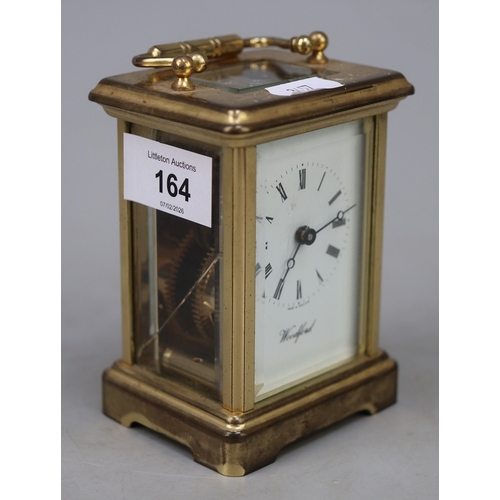 164 - Carriage clock - 1 glass side panel cracked