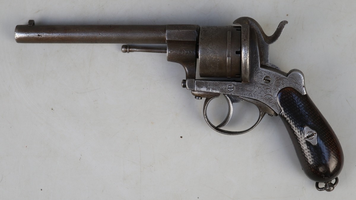 11mm Lefaucheux patent Belgian proofed 6-shot pinfire revolver, 6 ...