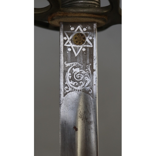 213 - 1821 pattern George V Royal Artillery officers sword blade etched with George V royal cypher, spine ... 