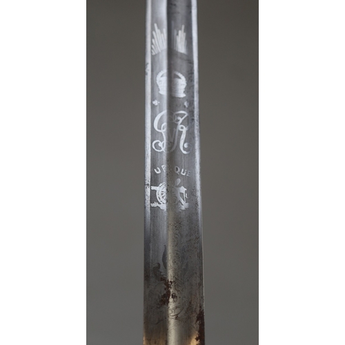 213 - 1821 pattern George V Royal Artillery officers sword blade etched with George V royal cypher, spine ... 