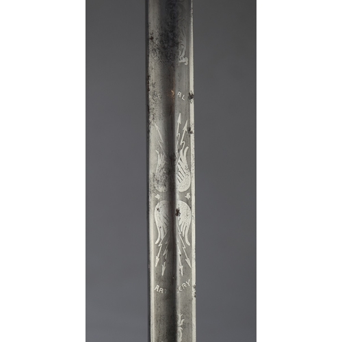 213 - 1821 pattern George V Royal Artillery officers sword blade etched with George V royal cypher, spine ... 