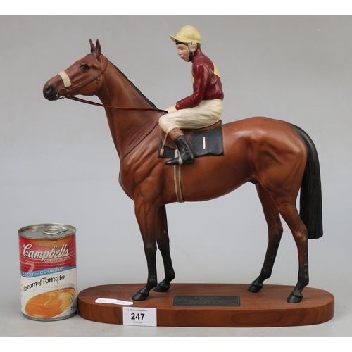 247 - Beswick Connoisseur Red Rum with Jockey Brian Fletcher on wooden plinth - Approx H:33cm