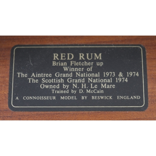 247 - Beswick Connoisseur Red Rum with Jockey Brian Fletcher on wooden plinth - Approx H:33cm