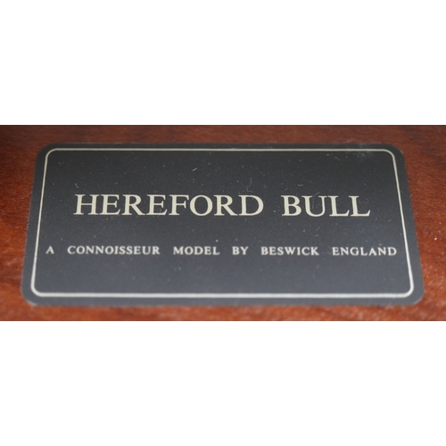 248 - Beswick Connoisseur Hereford Bull set on wooden base - by Graham Tongue A2542A approx 19cm x 30cm