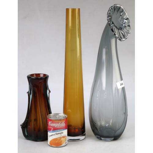 249 - Collection of mid century art glass vases - Approx height of tallest: 48cm