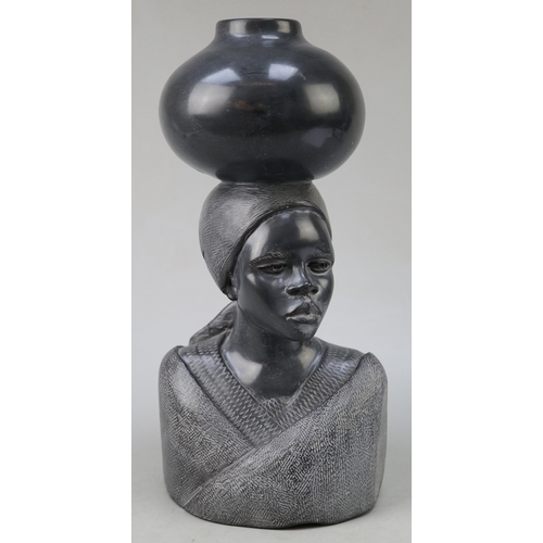 306 - Heavy Shona Art piece - Mother carrying baby - Approx H: 38cm