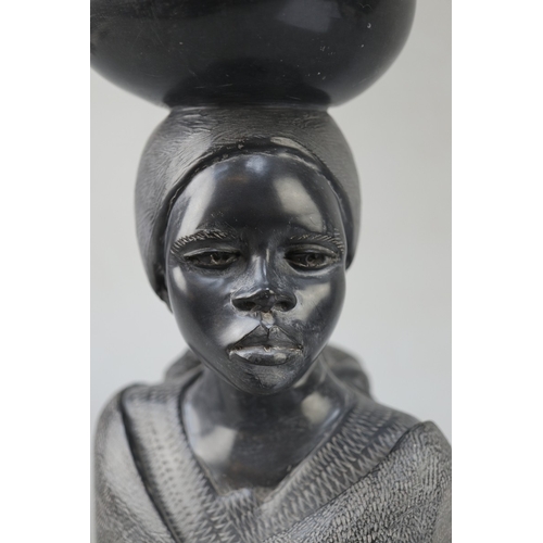 306 - Heavy Shona Art piece - Mother carrying baby - Approx H: 38cm