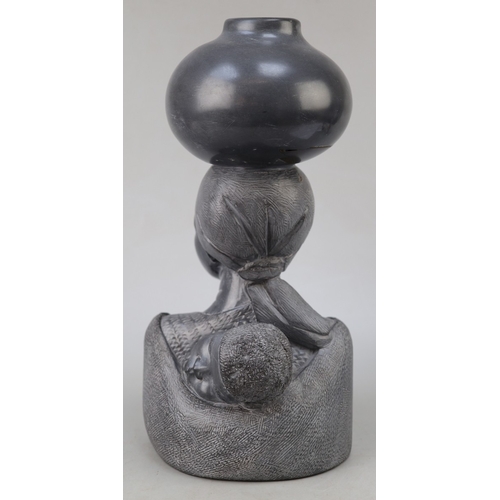 306 - Heavy Shona Art piece - Mother carrying baby - Approx H: 38cm