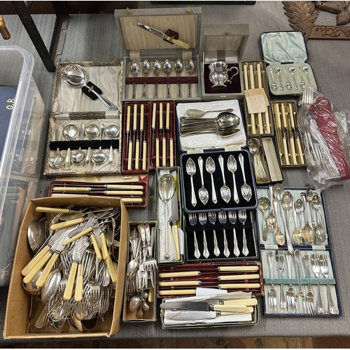 336 - Huge collection of silver plate cutlery mostly in sets