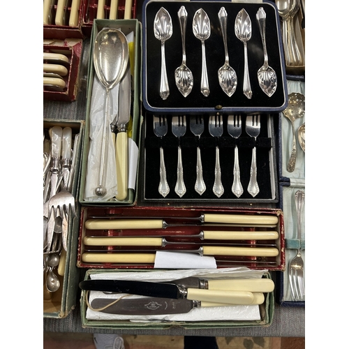 336 - Huge collection of silver plate cutlery mostly in sets
